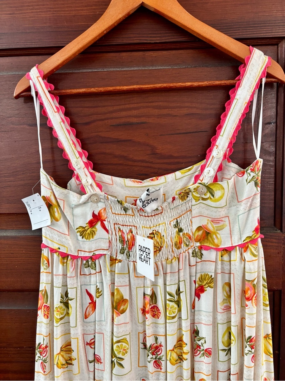NWT Anthropologie Paper Hearts Dahlar Fruit Pattern Sleeveless Maxi Dress - Picture 2 of 11